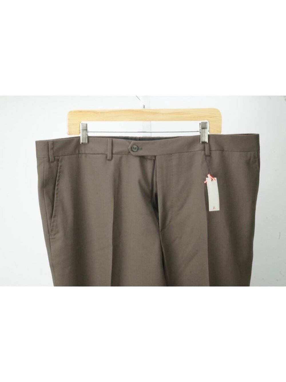 Isaia Solid Brown 100% Wool Mens Dress Pants Sz 56 EU Brand New